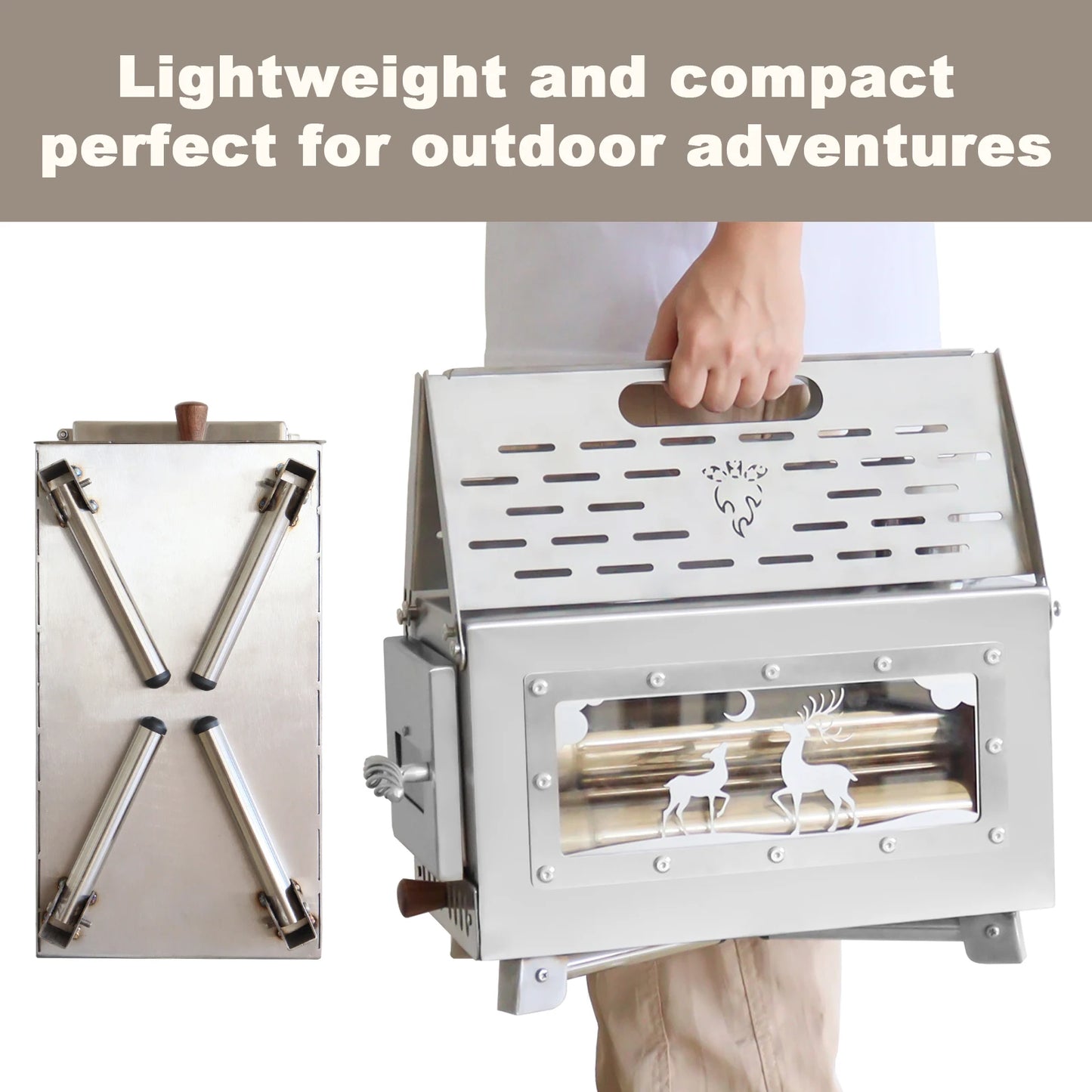 Multi-purpose Firewood Stove Stainless Steel Pellet Burner Camping Partical Heater Portable Foldable Wood Stove Outdoor Picnic