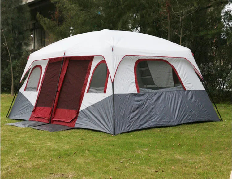 Custom China Travel 4 Season La Tente 2 Rooms Camping Tents 12 Persons Waterproof Outdoor Family Big Camping Tent for 12 Persons
