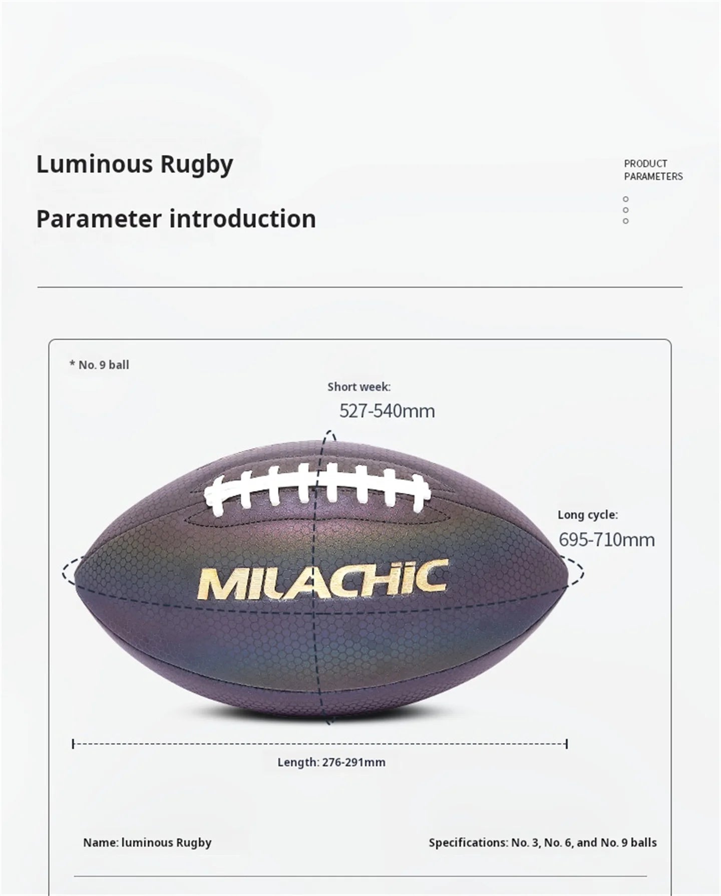 Luminous Fluorescent Reflective Rugby Pu American Standard Game Training Ball