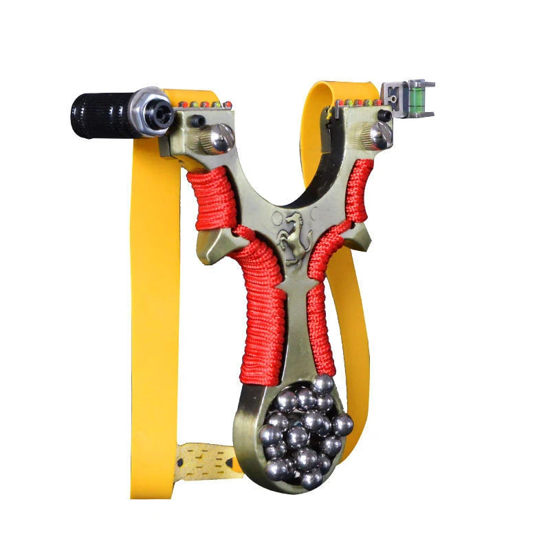 Laser Slingshot Novice Aid Aiming Aluminium Slingshot Rubber Band Hunting Catapult with Strong Magnetic Grip