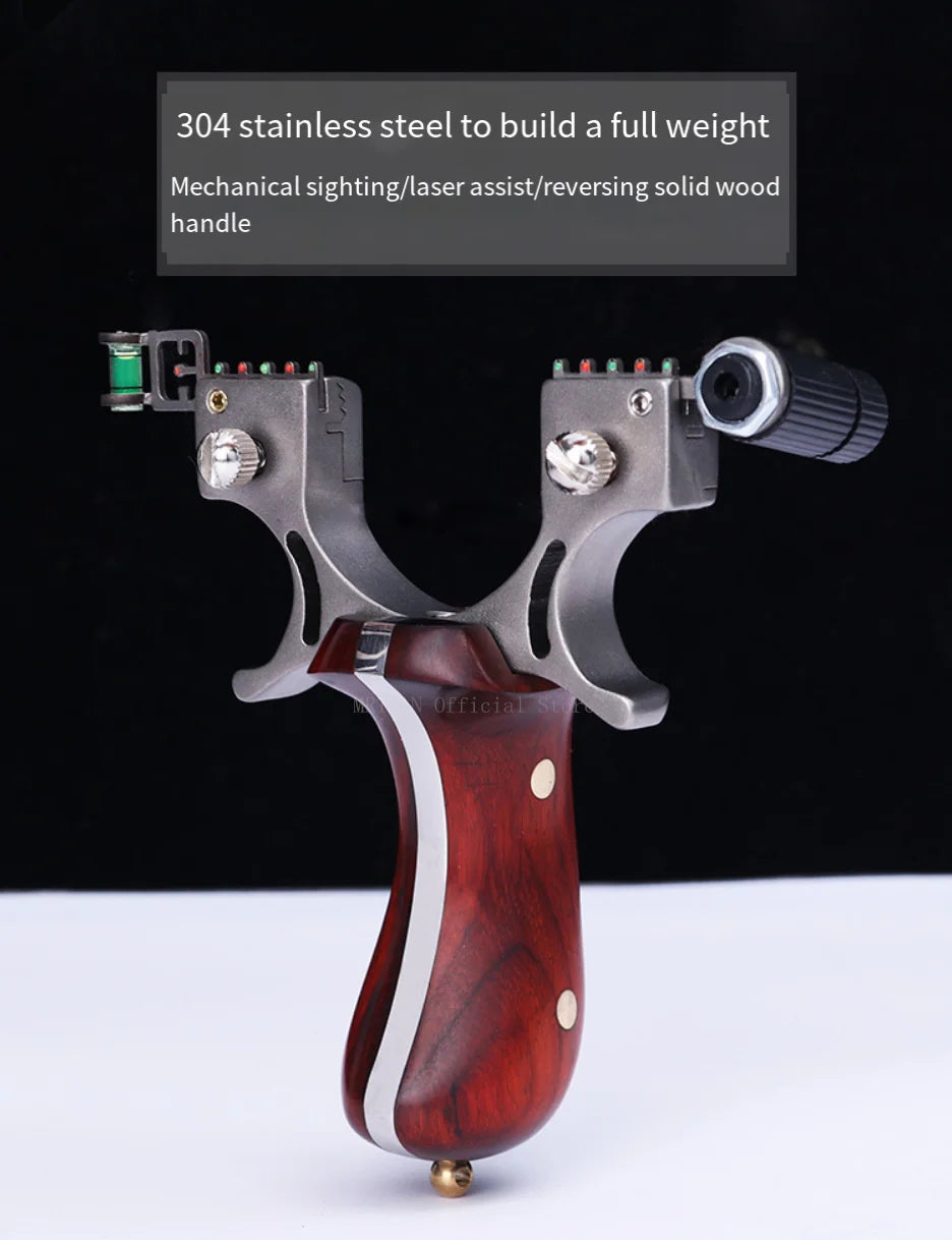 High-precision Stainless Steel Slingshots Laser Aiming Slingshot With rubber bands Outdoor Hunting Catapult Shooting