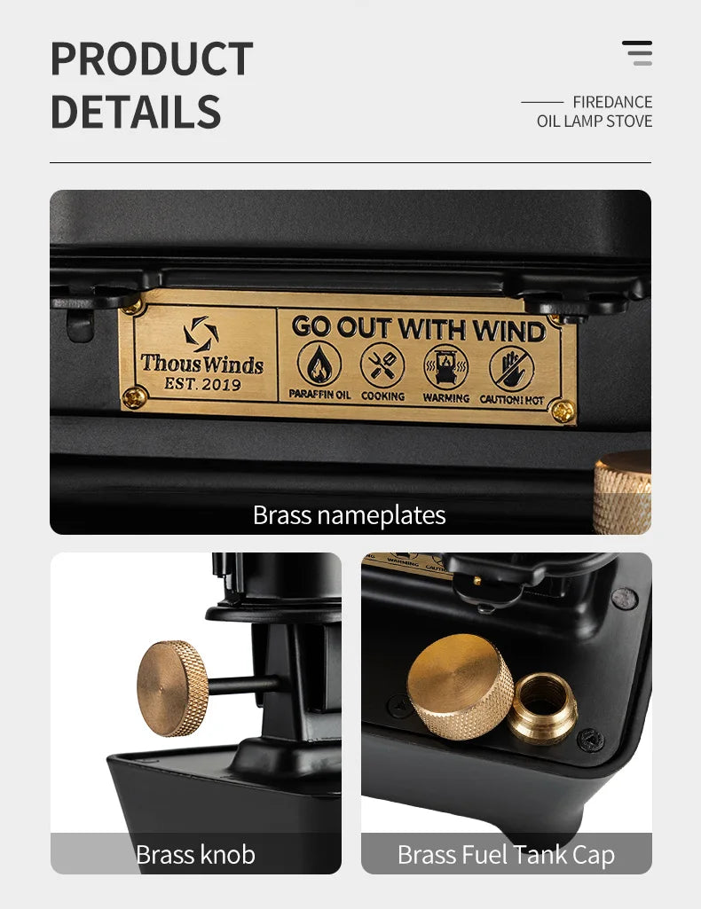 Thous Winds Firedance Oil Lamp Stove Portable Outdoor Retro Camping Lantern Emotion Lights Burner Stove Camping Supplies