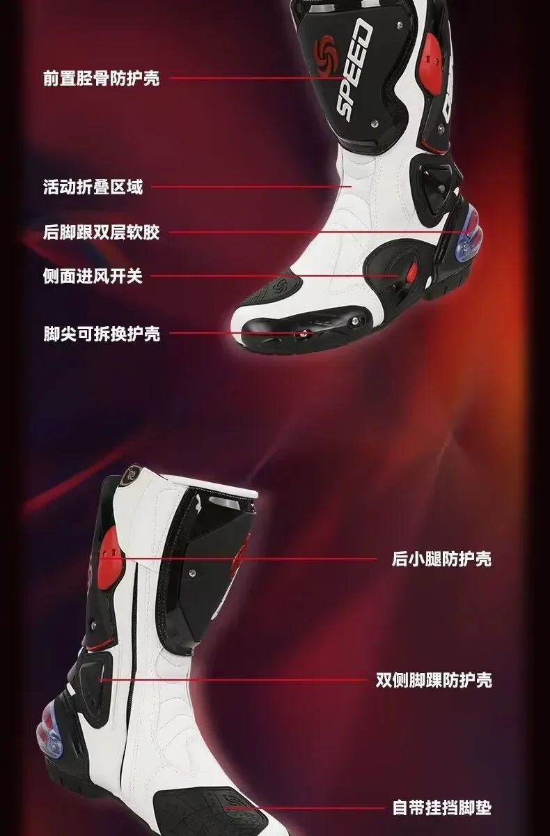 Riding Trider 100% NEW Motorcycle Boots Motocross Leather Long knee-high Shoes white black moto GP dirty bike SIZE 10-45 B1004