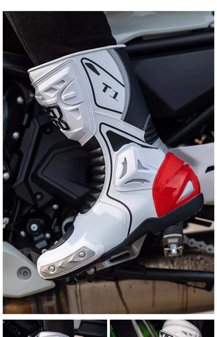 Tiger T1 Motorcycle Riding Shoes Long Protective Riding Boots Racing Shoes All Seasons Wear-resistant Anti Slip Motorcycle Boots