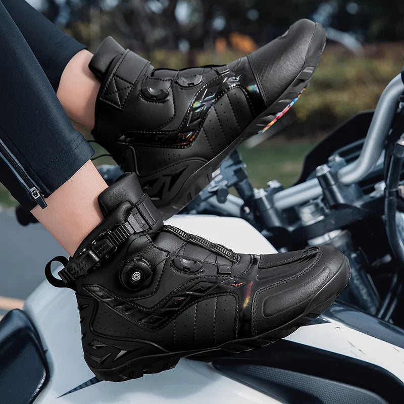 Waterproof Motorcycle Boots Man Wear-Resistant Motocross Boot Breathable Women Motorcycle Anti-Slip Motorcycle Shoes Anti-Fall
