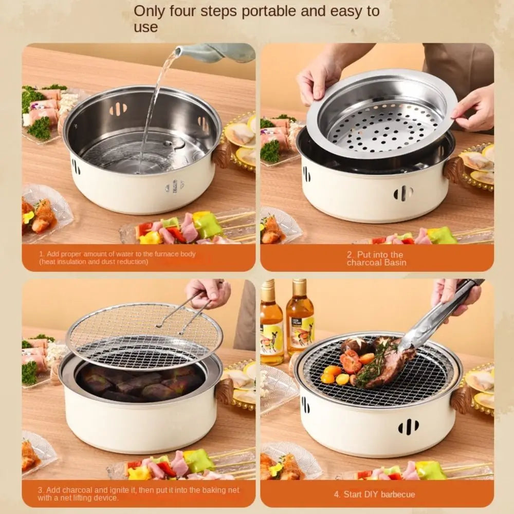 New Stainless Steel Barbecue Grill Multifunction Beige Green Black BBQ Stove Non-stick Barbecue Stove Barbecue Supplies