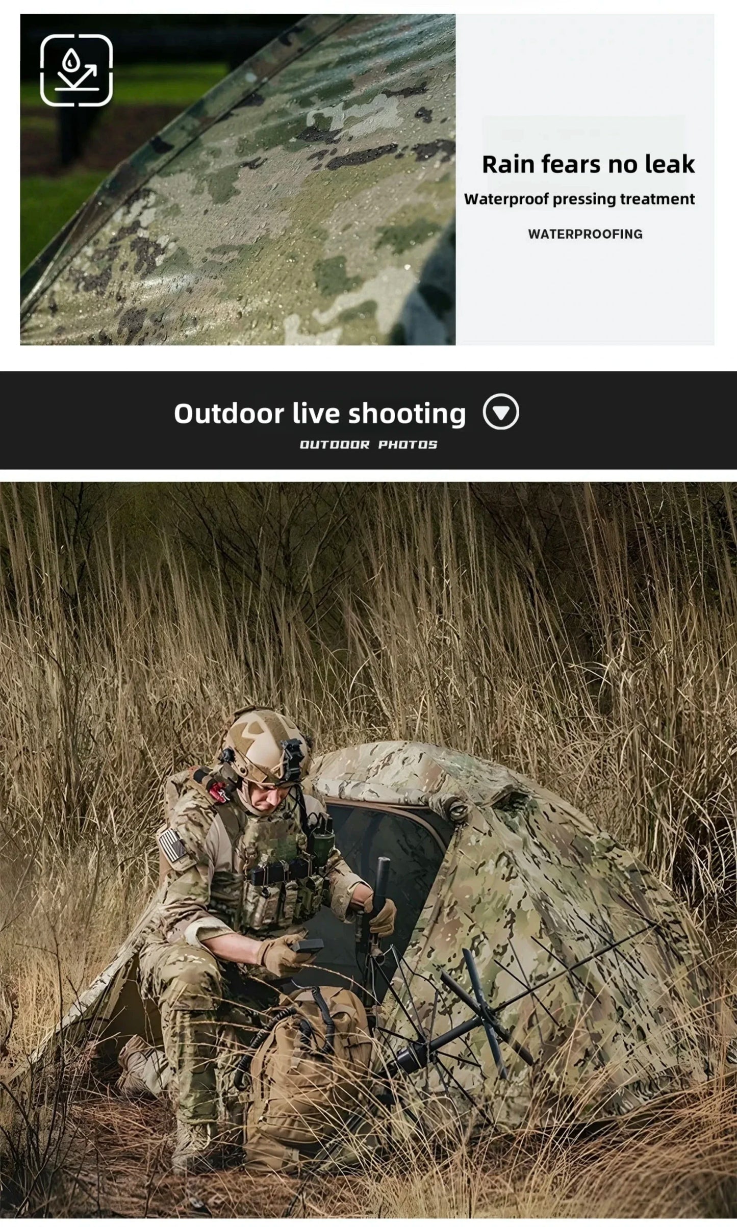 Ultra-Lightweight 1.8KG Military Tent Waterproof Windproof Quick Setup Backpack Tent for Camping Hiking Beach Backpacking