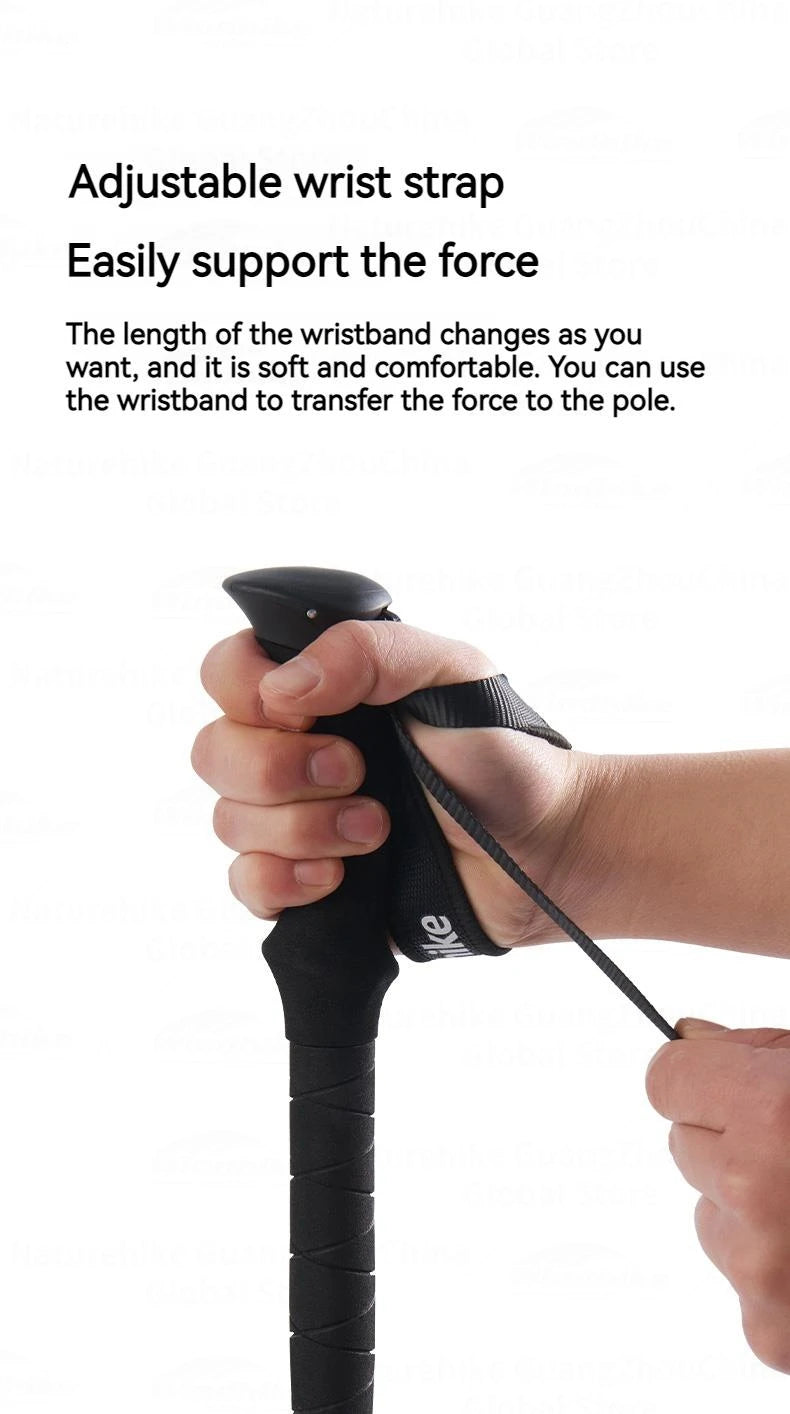 Naturehike ST03 7075 Aluminium Alloy Folding Trekking Pole Walking Stick Climbing Retractable 3 Sections Telescopic Alpenstocks