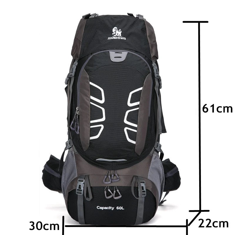60L Hiking Backpack Outdoor Large Capacity Waterproof Wearproof Luggage Rucksack Men Women Camping Climbing Travel Sports Bag