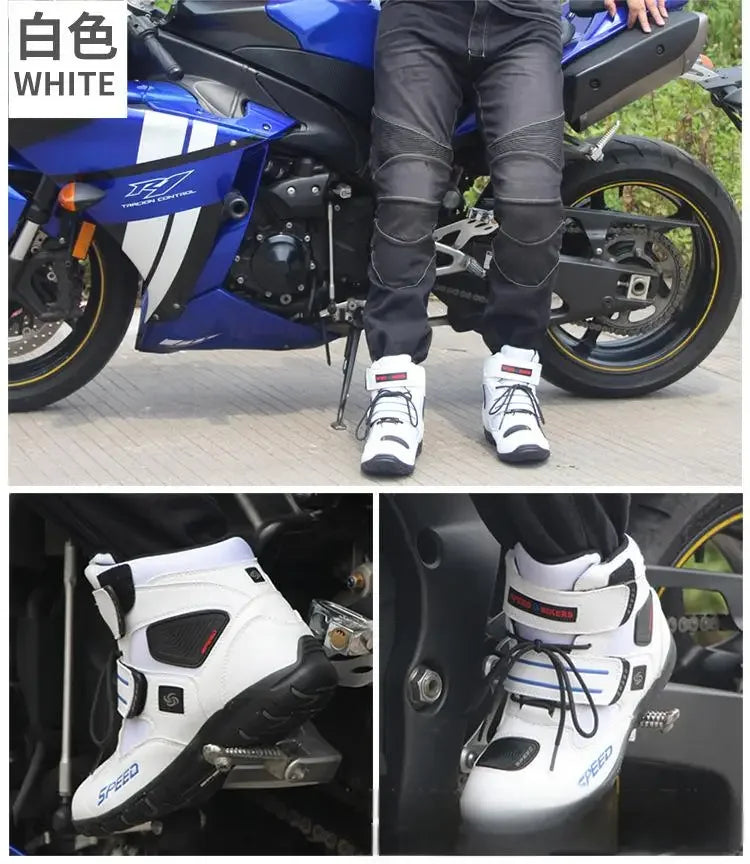 Motorcycle Fall Prevention Boots High Ankle Racing Boots Leather Race Motocross Motorbike Riding Boots Shoes for Women Men Shoe