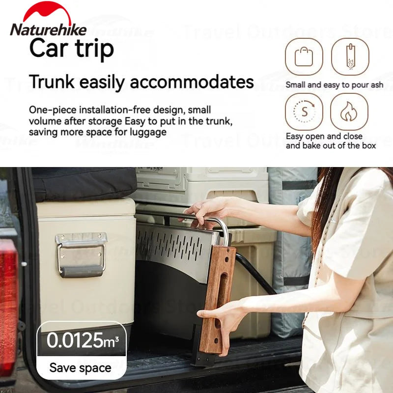 Naturehike Upgrade Barbecue Grill Lightweight Folding Portable Charcoal Burner Camping Outdoor Picnic Tabletop Cooking Stove Box