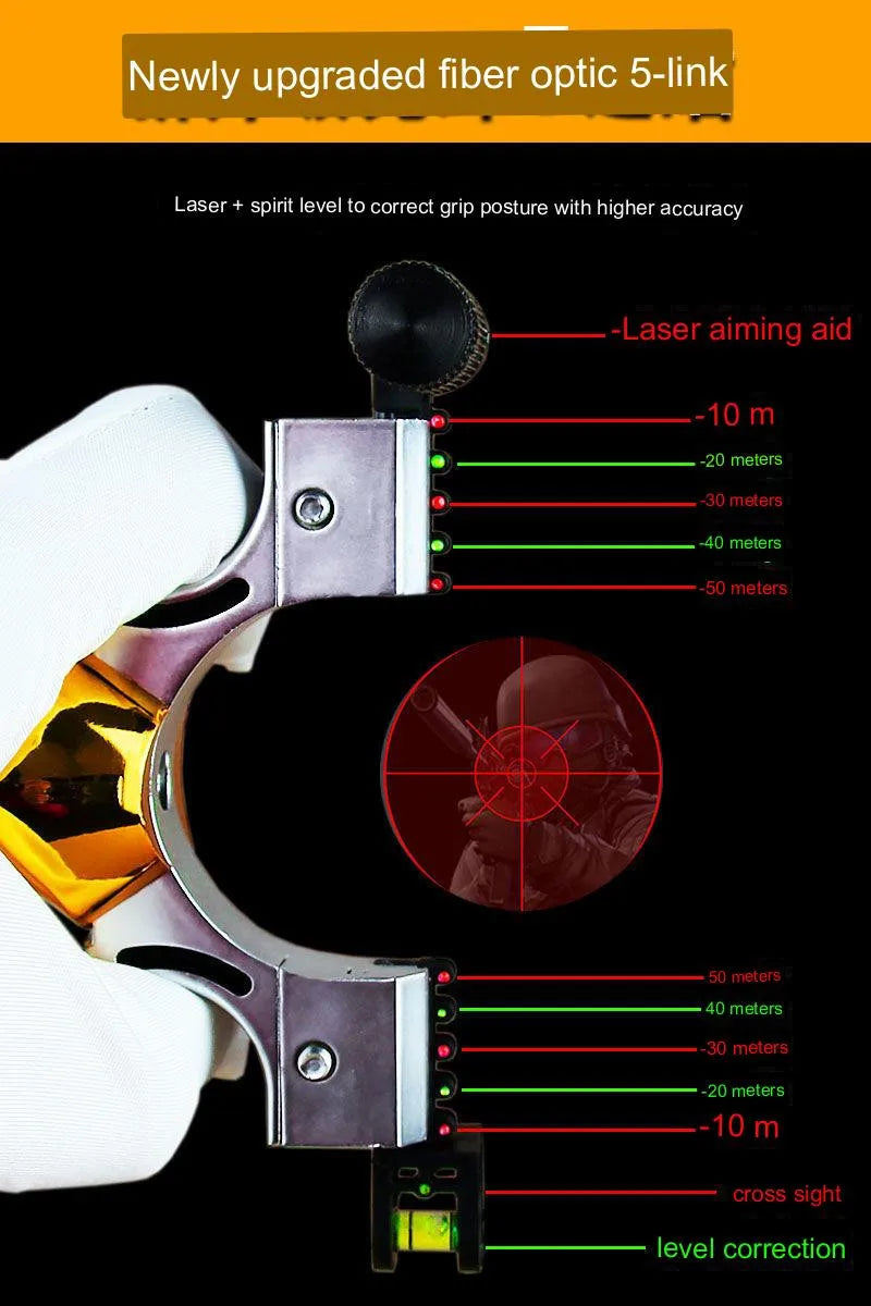 Laser Aiming Slingshot Set Resin Outdoor Hunting Catapult with Flat Rubber Band Outdoor High Precision Shooting Accessories Tool