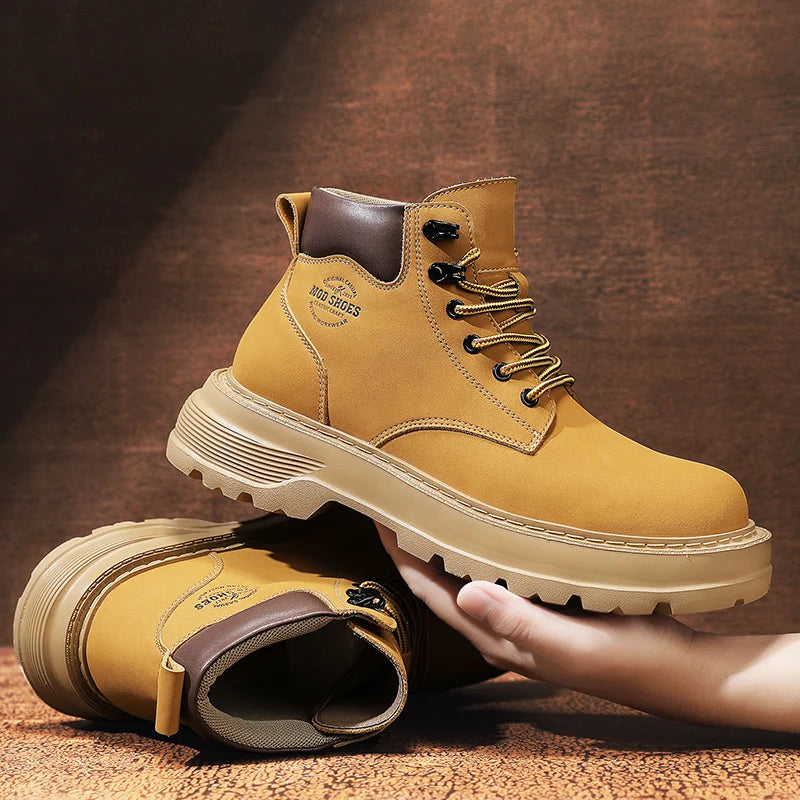 New Arrival Mens Ankle Boots Fashion Comfortable Motorcycle Boots Leisure Walk Male Basic Boots Outdoor High Top Shoes Sneakers