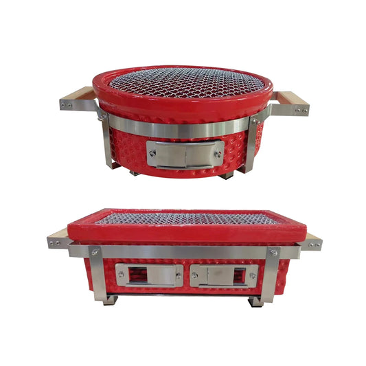Small Ceramic Hibachi Grill - Customizable Japanese BBQ Table (Indoor/Outdoor Charcoal Grill, Portable Barbecue）