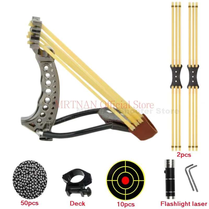 Outdoor Hunting Shooting Slingshot with Rubber Bands Can Shoot Fish Slingshot with Wrist Support Catapult Tools