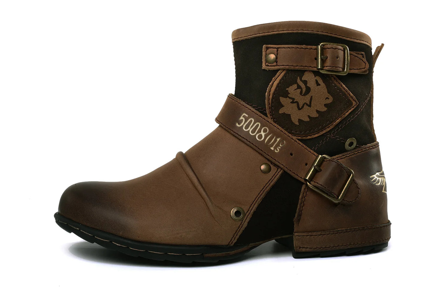 2025 New In Men Boots Luxury Handmade Men Ankle Boots Metal Buckle Zipper Motorcycle Boots Outdoor Plus Size 39-48 Punk Bottines