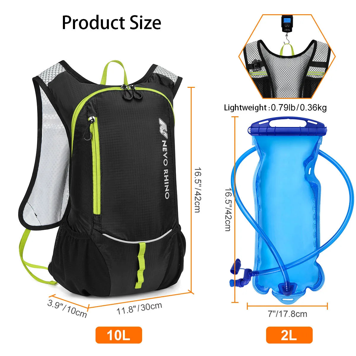 1PC Hydration Pack Lightweight Hydration Water Backpack, Running Backpack Hydropack Hydro with 2L Water Bladder for Cycling