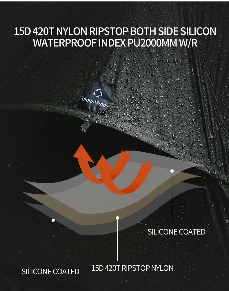 ThousWinds Capricorns 2 Person Trekking Pole Tent Ultralight 15D Ripstop Nylon Hiking Backpack Tent Outdoor Camping Pyramid Tent