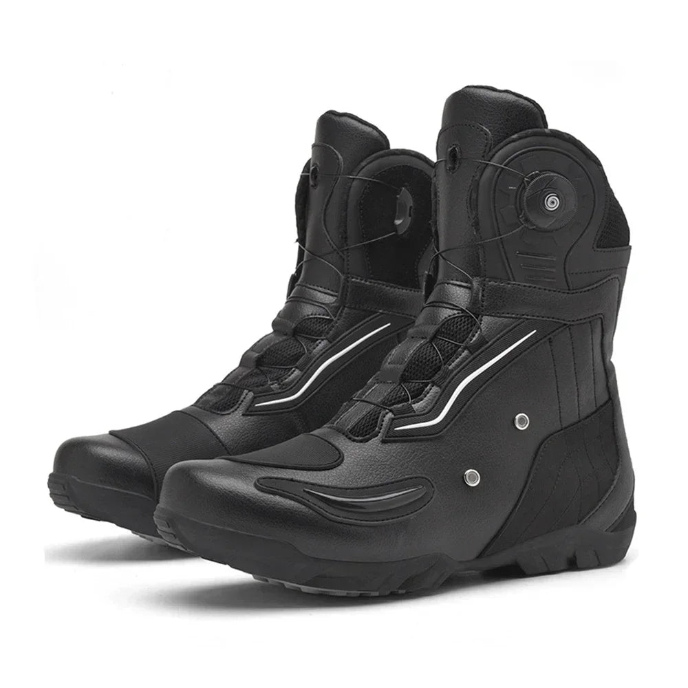 Motorcycle  Ankle Boots Racing Shoes Men Riding Durable Anti-Slip Grip Anti-kick protection Quick Lock moto Equipment Motorbike