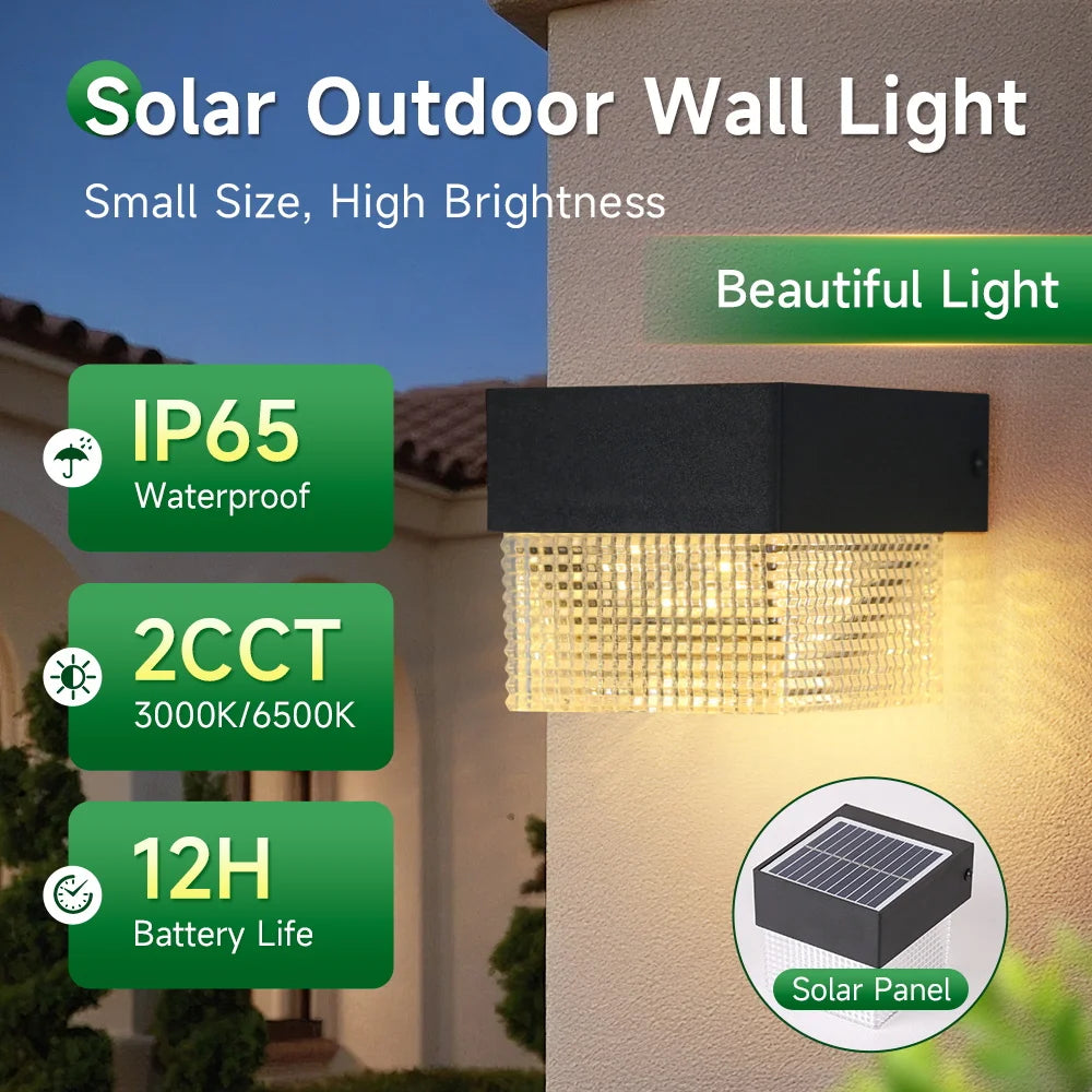 Solar Wall Lamp Outdoor Warm Light Waterproof Up And Down Luminous Lighting Balcony Yard Garden Decoration Lights Exterior Wall