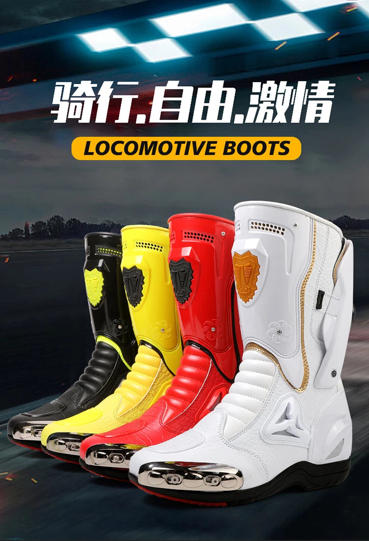 36-47 Leather Motorcycle Boots Men Anti-slip Motorcyclist Shoes Adventure Touring Motocross Bike Boots Motorcycle Accessories