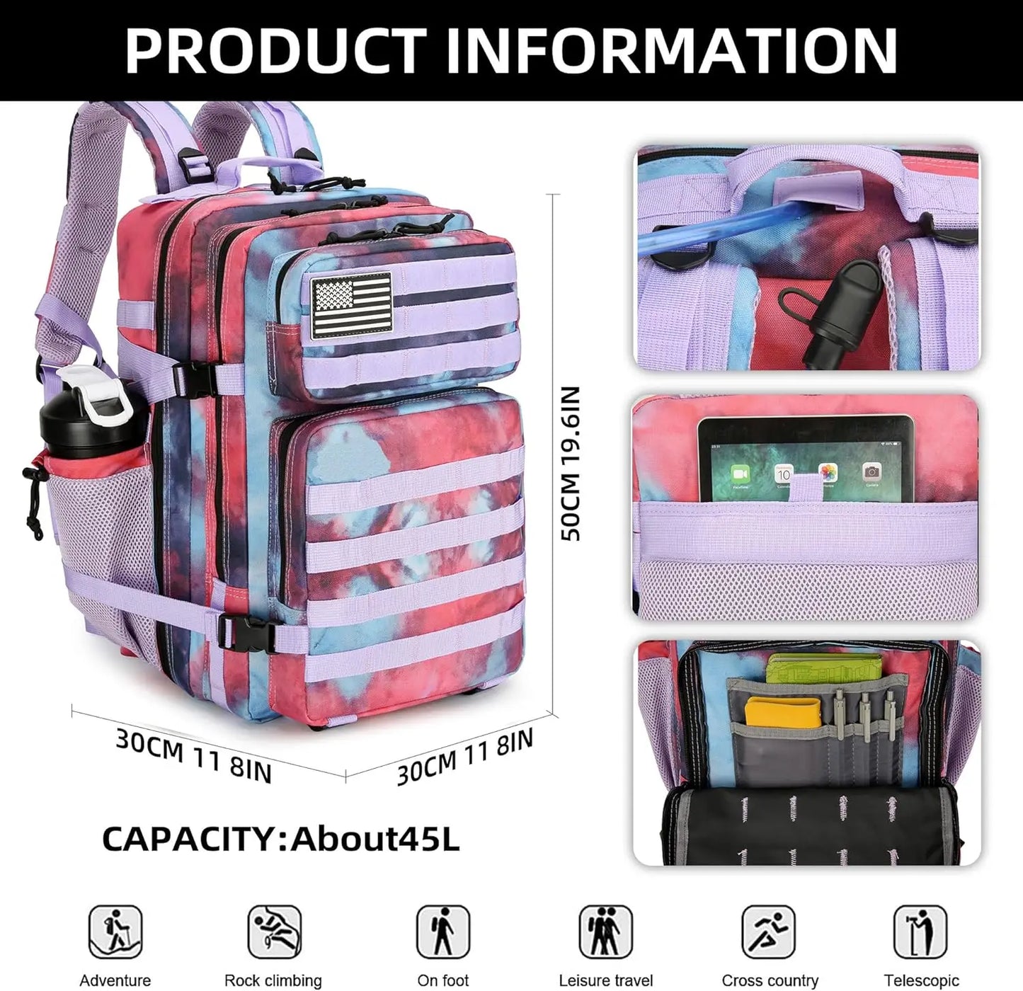 20L 45L Tactical Backpack 3P Bag Outdoor Tactical Backpack Hiking Pack Waterproof Climbing Rucksack Camping Trekking Mochila Bag