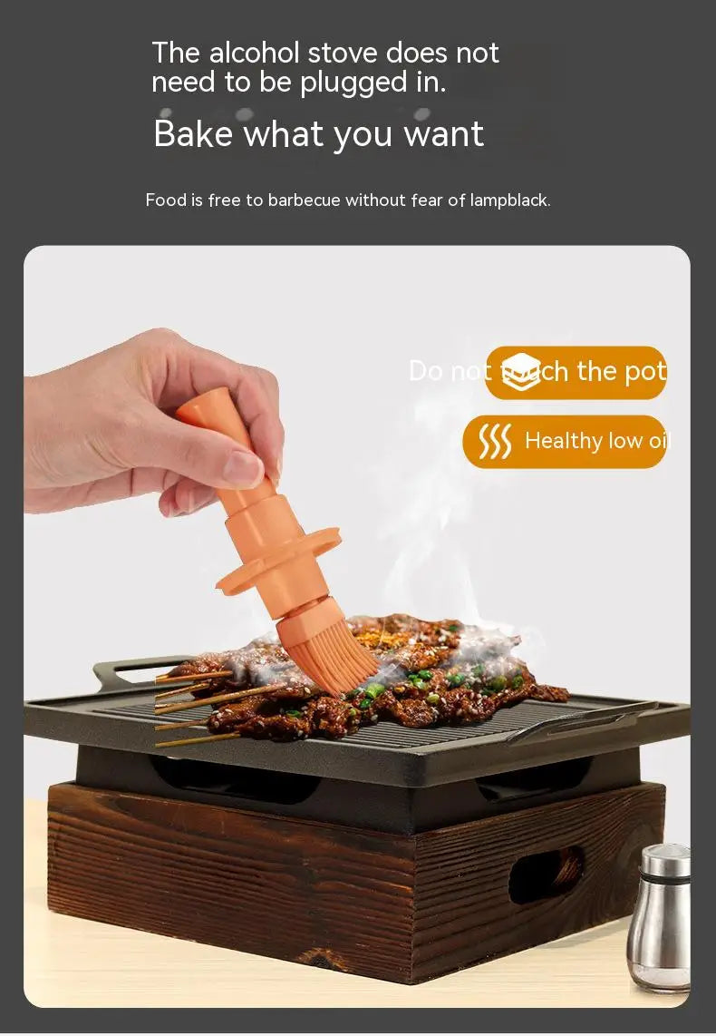 Smokeless Portable BBQ Grill Korean Japanese Barbecue Grill Charcoal BBQ Oven Alcohol Stove Household Non-stick Cooking Tools