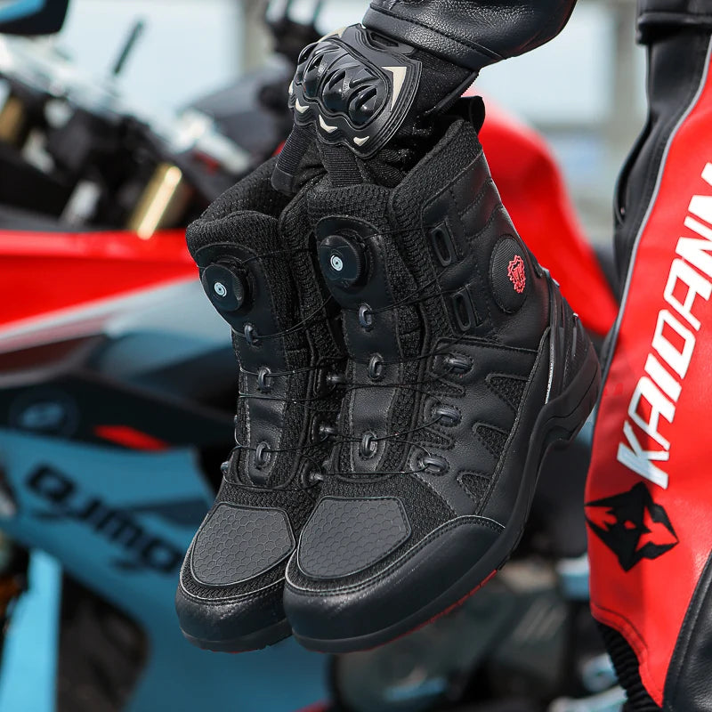 Motorcycle Shoes Riding Men Boots Motorcycle Casual Shoes Microfiber Waterproof Anti-slip Outdoors Travel Equipment Sneakers