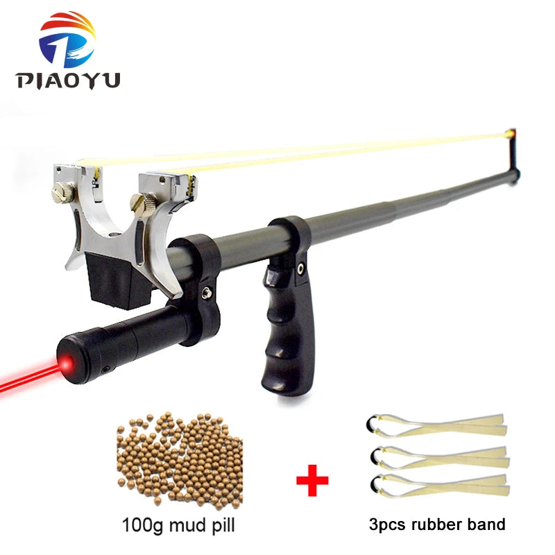 High Precision Telescopic Slingshot High Power Rubber Band Slingshots with Red Laser Stainless Steel Outdoor Hunting Catapult