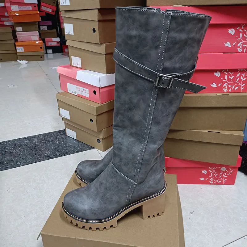 Winter Women Shoes Long Boots Sexy Woman Motorcycle Booties Custom Platform High Heels Knee High Boots Women Botas WSH3471