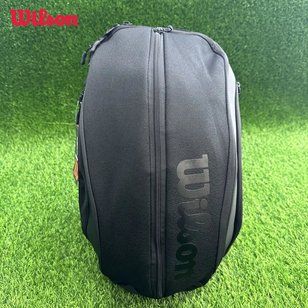 Wilson Roger Federer DNA Tennis Backpack PU Design Racket Sport Tennis Bag Max For 3 Racquets with ‎Insulation Pocket