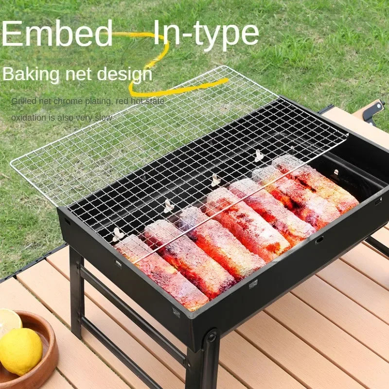 Collapsible BBQ Grill Outdoor Portable Charcoal Fire Pit Full Set no Smoke Carbon Roast Meat for Home