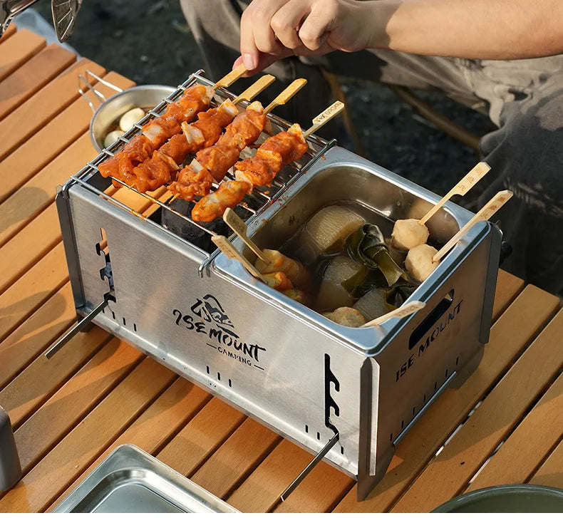 Camping Windproof Firewood Stove Stainless Steel Barbecue Grill Wood Burner Protable Outdoor Picnic Oden Cooking Furnace