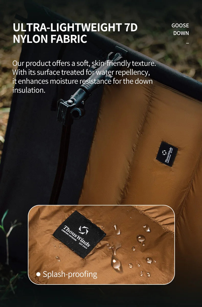 Thous Winds Camping Cot Down Winter Waterproof Sleeping Bag Down Camping Cot Down Backing Fit with Helinox Cot Camping Supplies