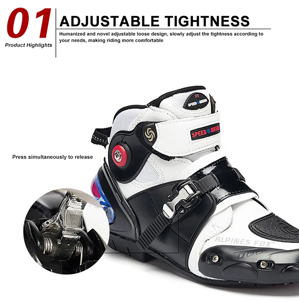 Men Women Motorcycle Racing Boots Sneakers Shoes Microfiber Leather Anti-collision Protection Motocross Off-Road Boots Non-slip