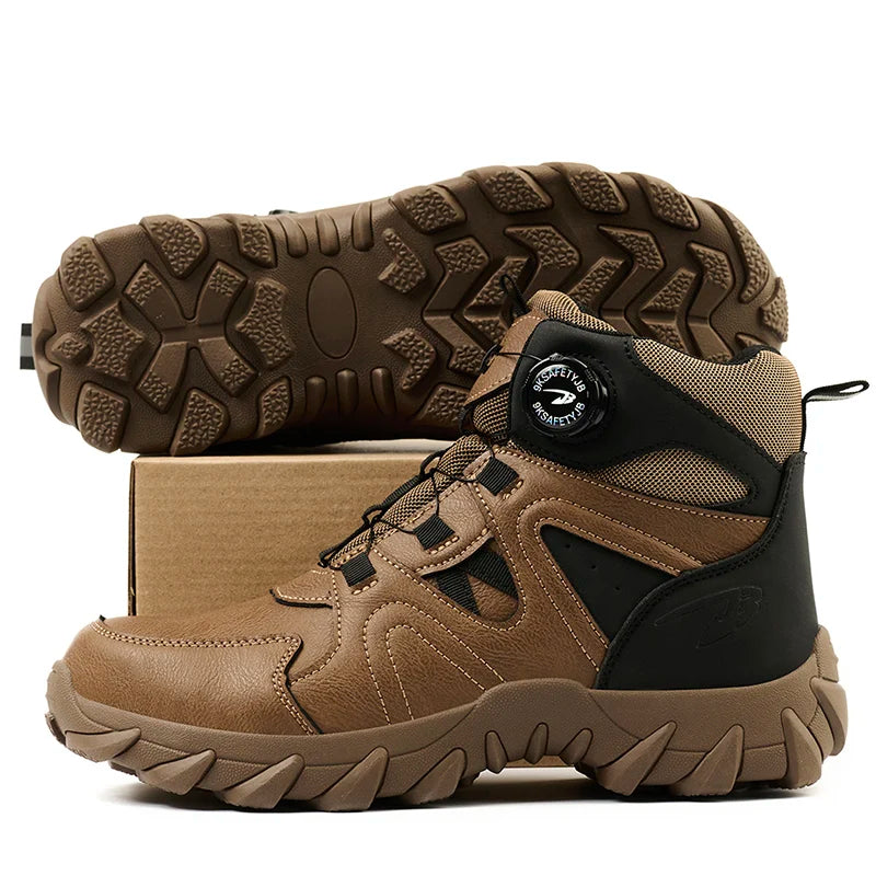 Rotating button Safety Boots Men Outdoor tactical boots Indestructible shoes Puncture-Proof Work Boots Steel toe shoes Sneakers