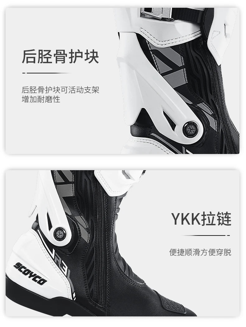 Scoyco Men's Motorcycle Riding Boots Anti-slip Motocross Shoes Anti-fall Rider Racing Road Cross-country With CE Certification