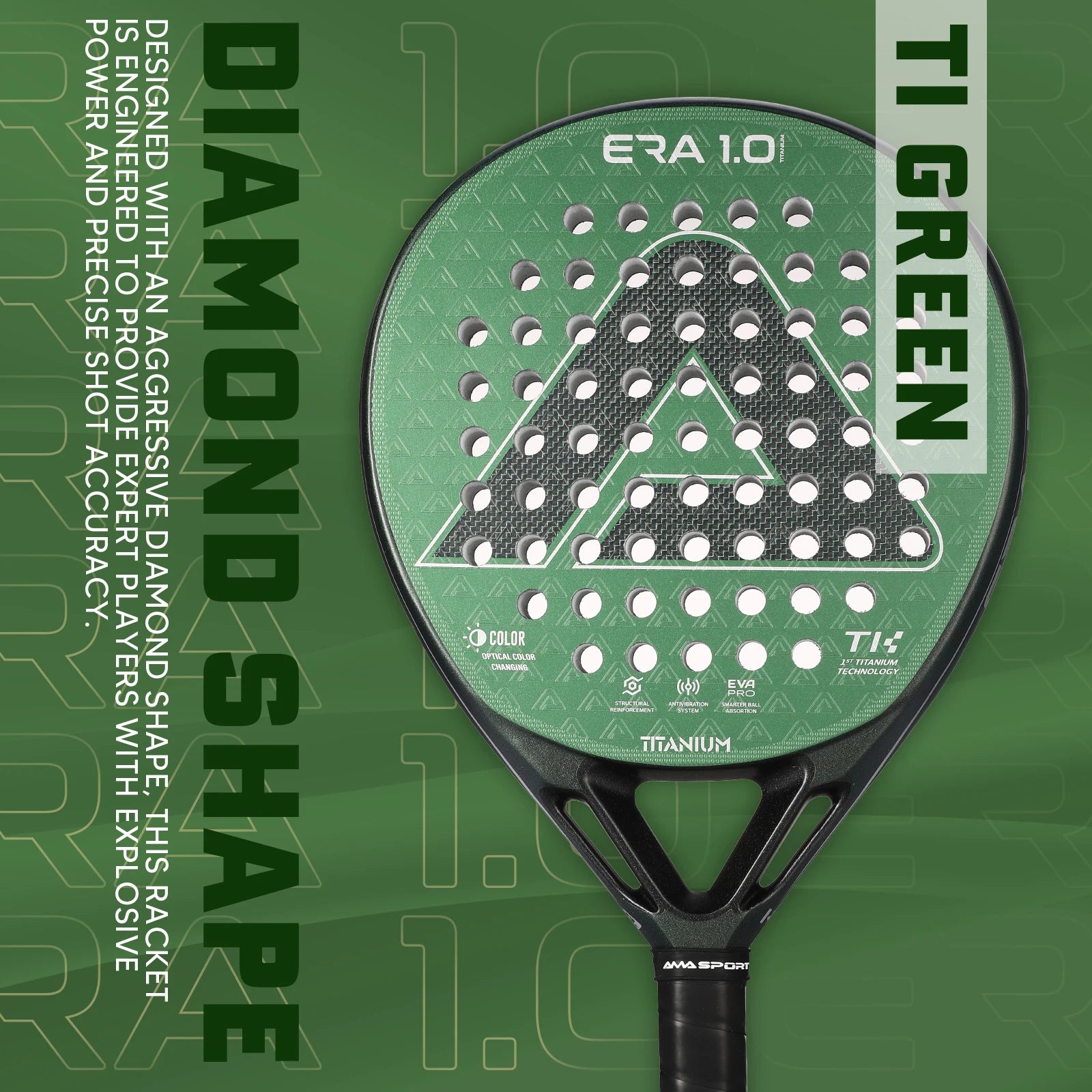 AMASPORT 1st Titanium Technology Paddle Tennis Racket Surface Frosted Treatment T-Titanium Pickleball Paddle For Senior Player