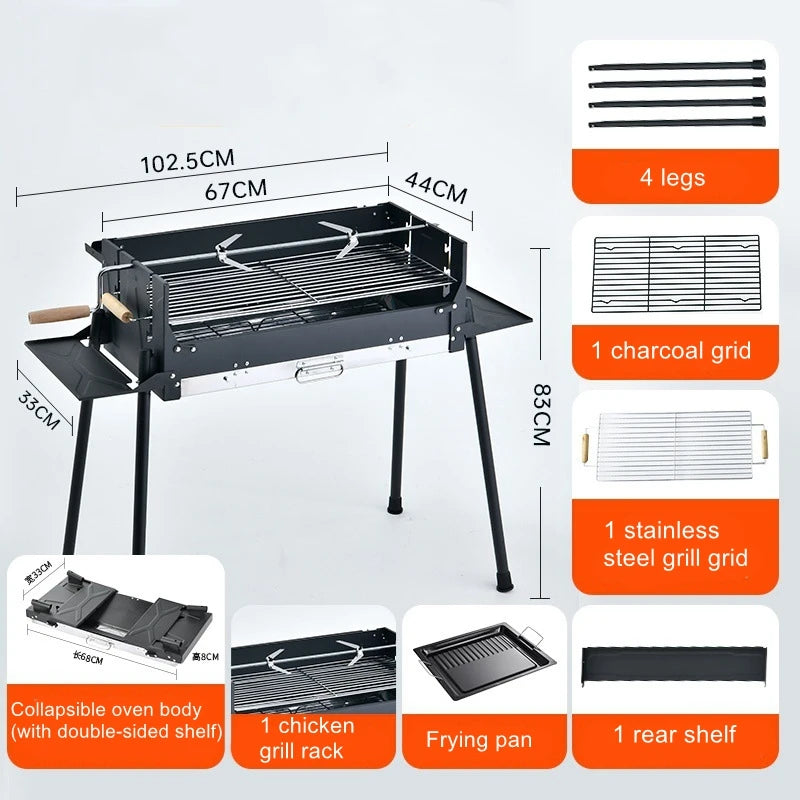 Outdoor Grill Courtyard Portable Household Charcoal Stainless Steel Barbecue Stove Camping Stove Barbecue Stove