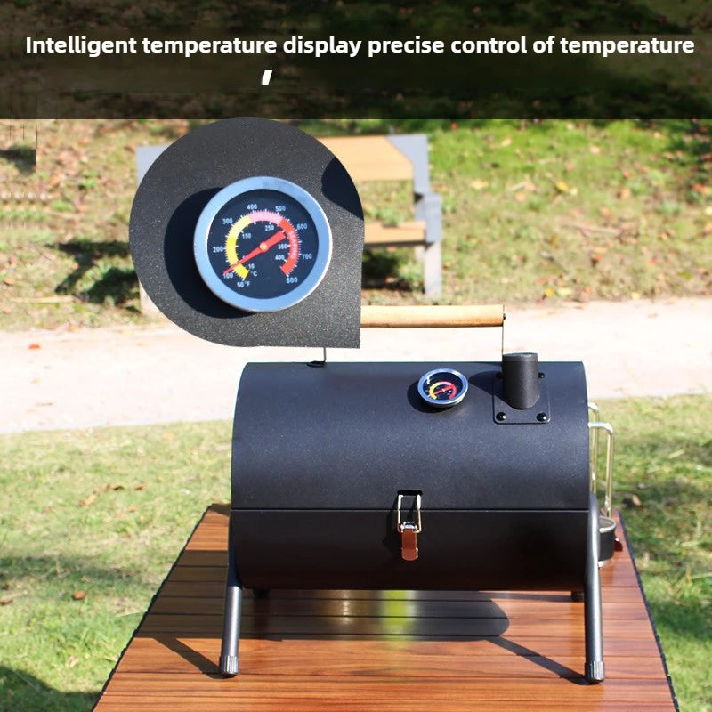 Carbon Steel Outdoor BBQ Grill  Dual-Sided Griddle with Independent Charcoal Tray Foldable Camping Gear  Handheld BBQ Grill
