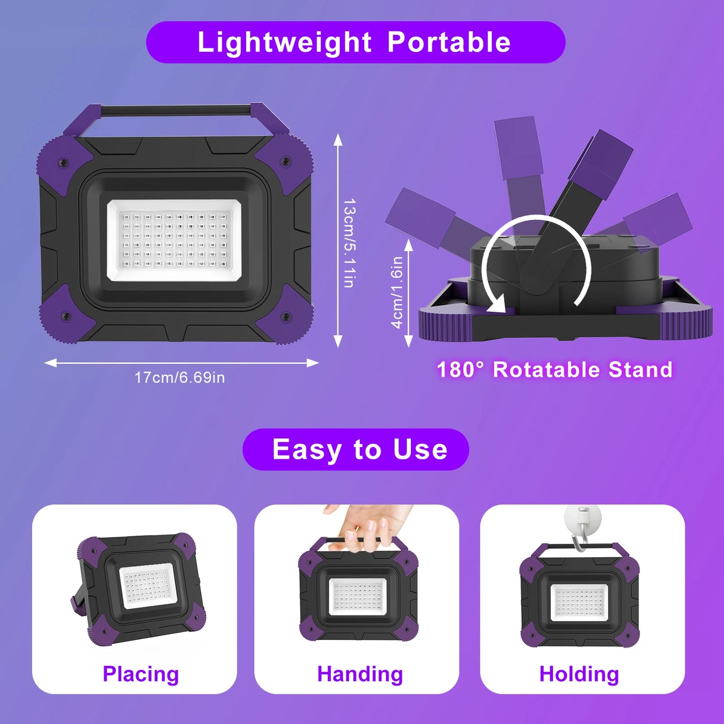 1/2 PCS LED UV Black Lights Work Light Stage Blacklight Ultraviolet Flood Effect Light for Halloween Xmas Dance DJ Disco Party