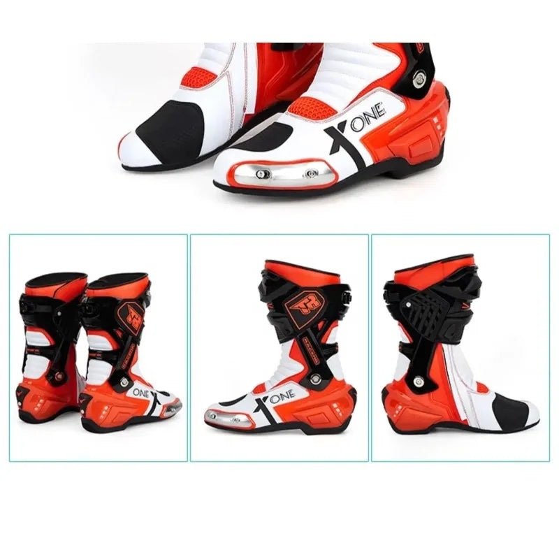 2PCS Motocross Boots Professional Protective Motorcycle Boots Motobots Windproof And Waterproof Men's Motorcycle Boots Motobots