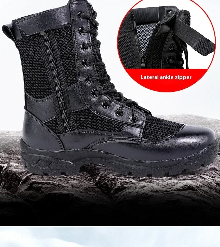 Summer ultra-light combat boots comfortable mesh shoes mountaineering boots men women high-top training boots security shoes