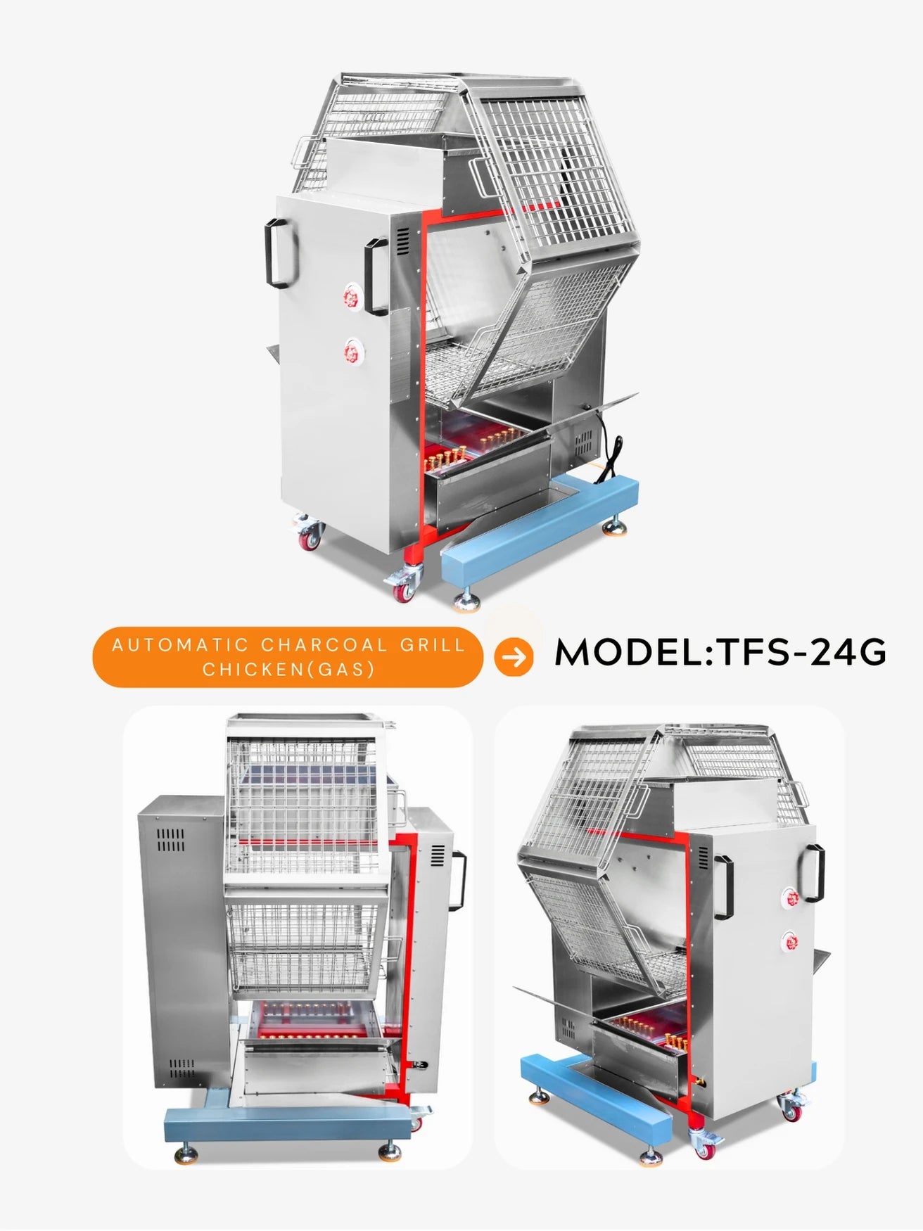 Hot Sale Barbecue Restaurant Charcoal Chicken Rotisserie Machine Truck 220V Flame Grill Broiler With Great Price