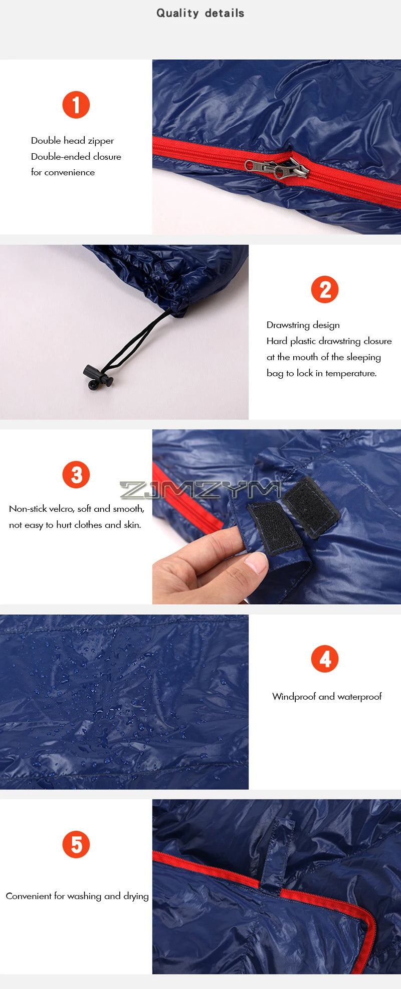 Down Sleeping Bag, 4 Season Sleeping Bag for Adults Cold Weather– Warm and Washable, Zip Together for Hiking Traveling & Outdoor