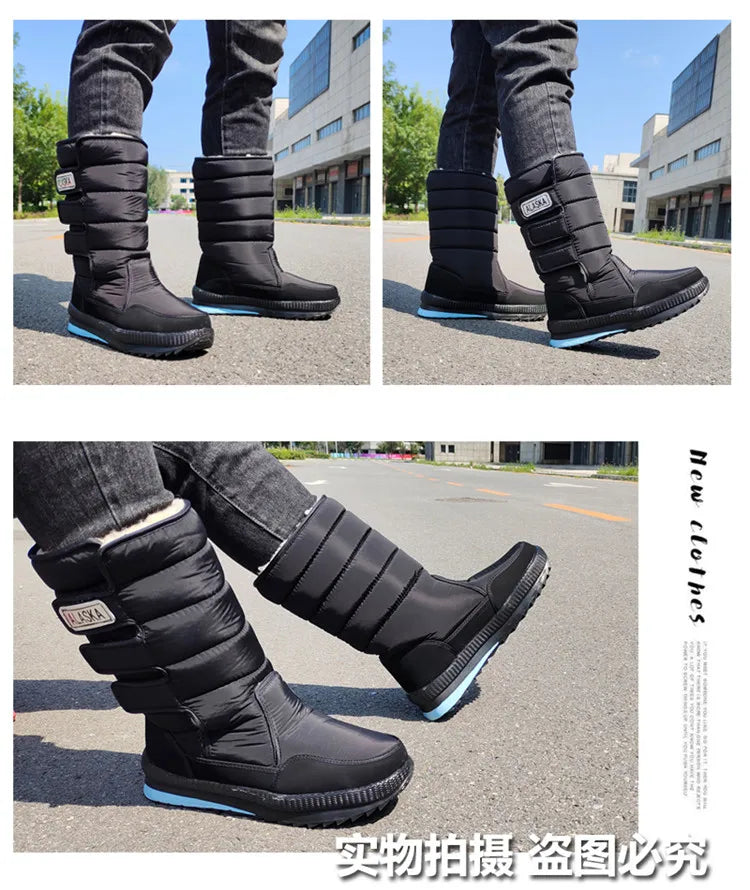 Winter Thick Men Snow Boots High Top Warm Cotton Shoes Lightweight Slip Resistant Camouflage Outdoor Boots