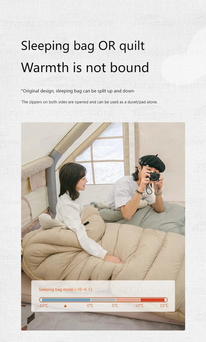 Naturehike Duck Down Sleeping Bag Ultralight Autumn Winter Spring Widened Sleeping Bag Hooded Windproof Waterproof -10℃ Outdoor