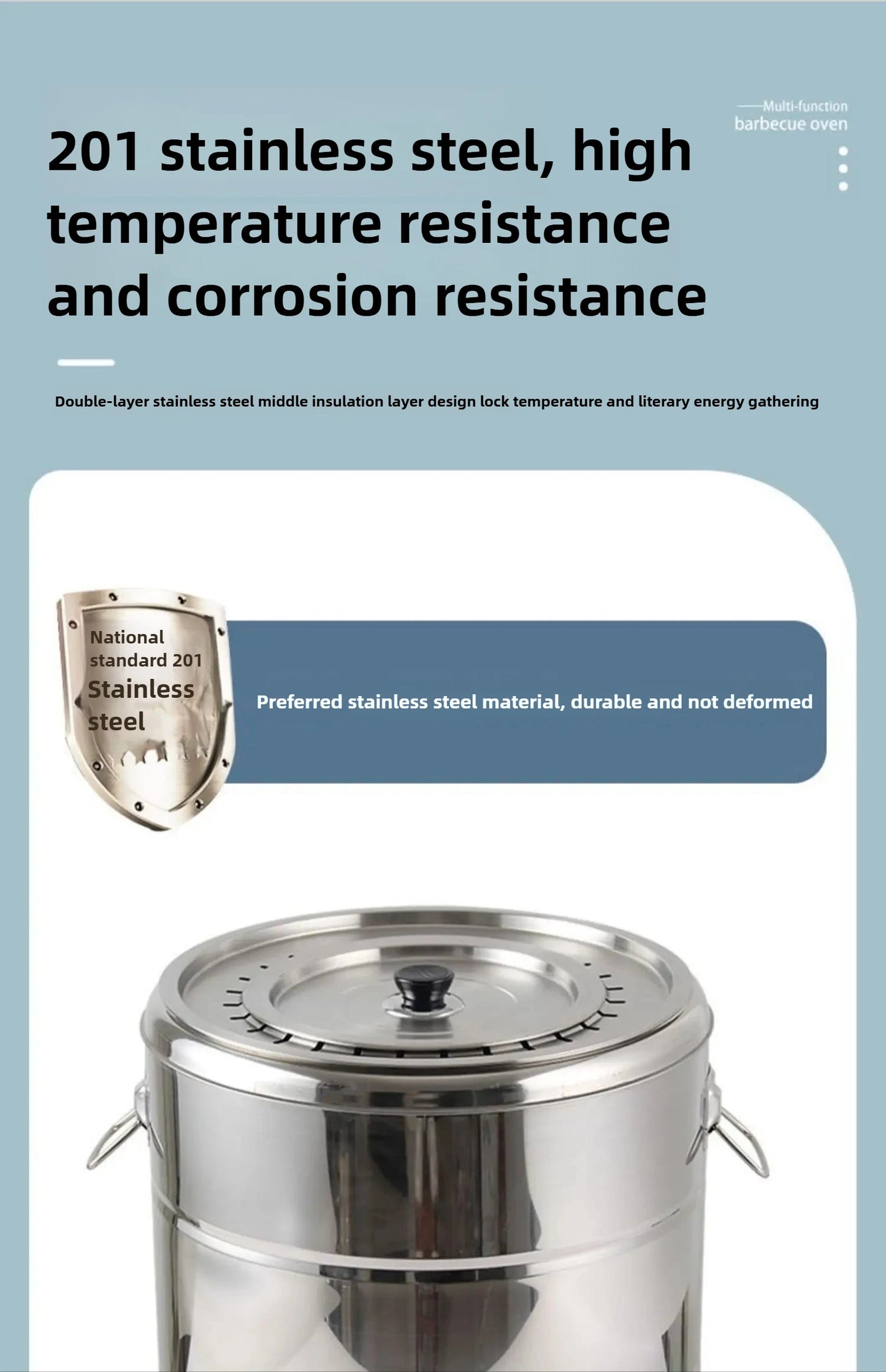 Smokeless Barrel BBQ Grill, Charcoal Rotisserie for Home, Commercial, Outdoor Meat Skewer, Portable Roaster