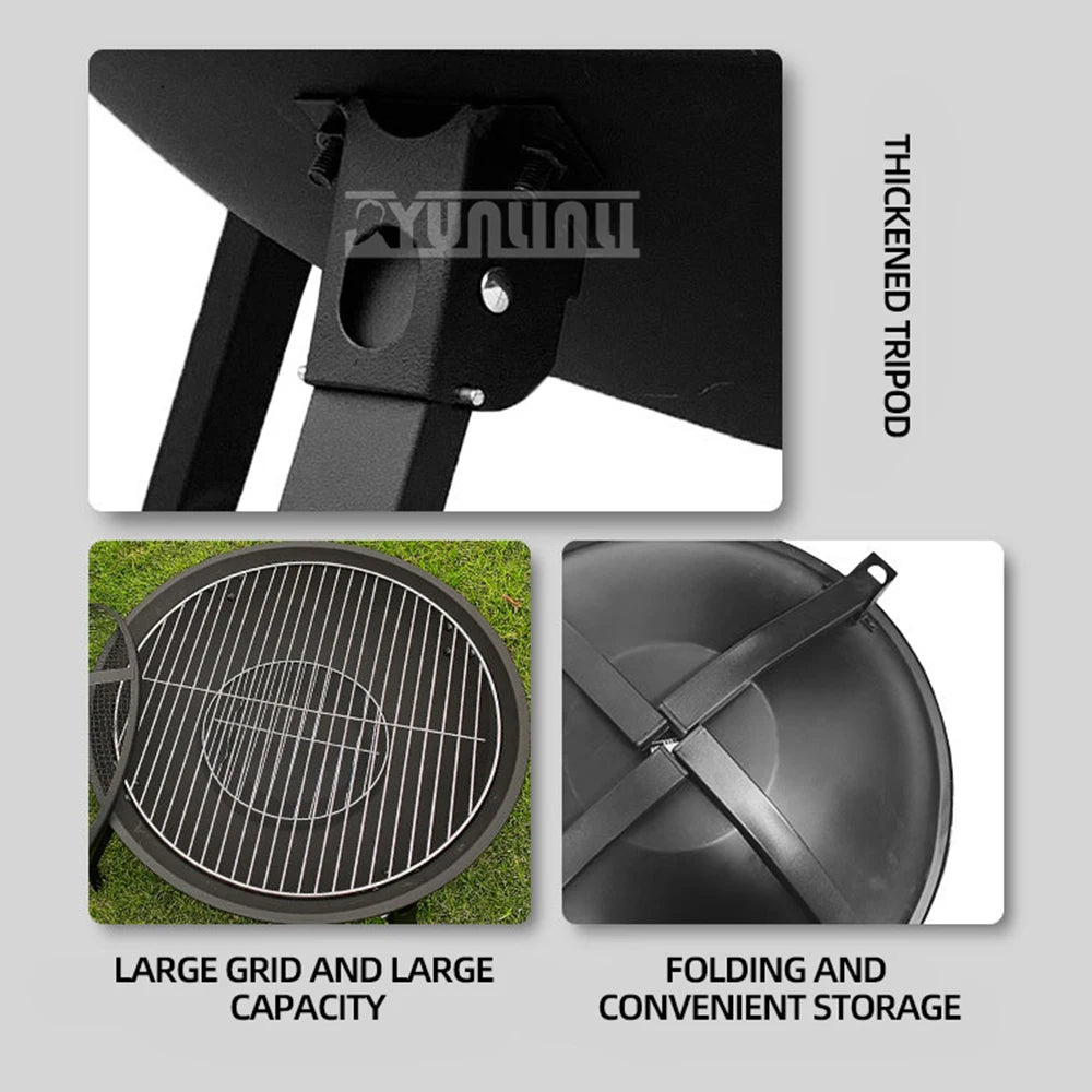 55cm Outdoor Round Brazier Foldable Barbecue Grill, Tea Heating Stove, Firewood Stove, Barbecue Stove, Carbon Bonfire Brazier KR