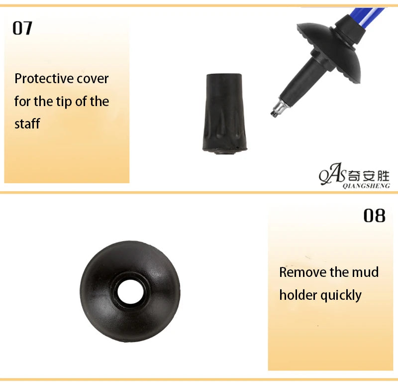 Four-section T-handle Trekking Pole Outdoor Travel Cane Climbing  Pole Aluminum Alloy Telescopic Pole Hiking Walking Stick